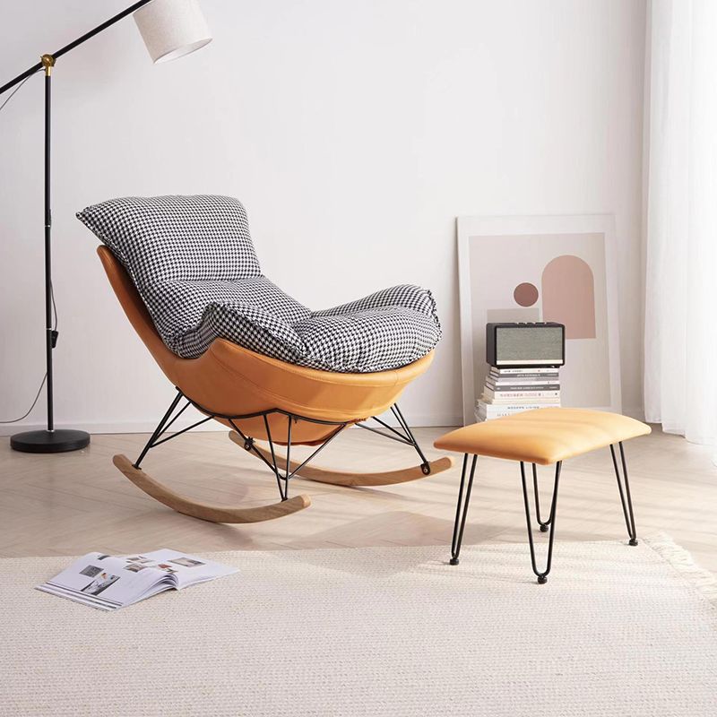 Modern Glider Chair Pure Color Cushions Rocking Chair with Dark Legs