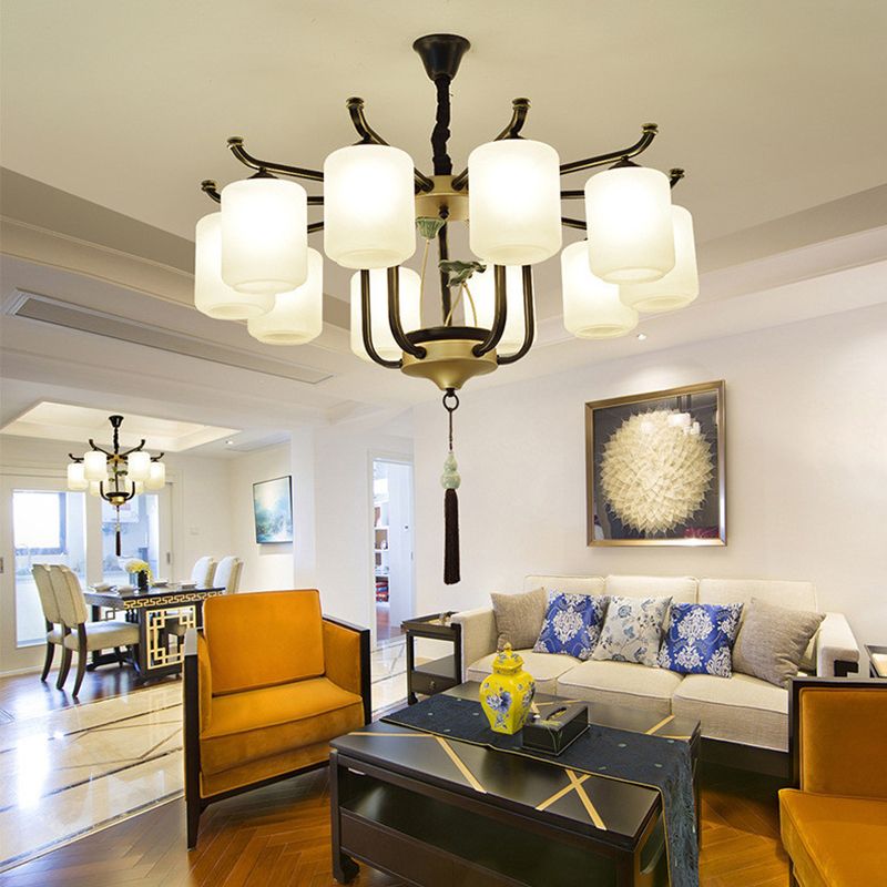 Multi -licht cilindrische tak hangende lichten moderne stijl glashangende verlichting