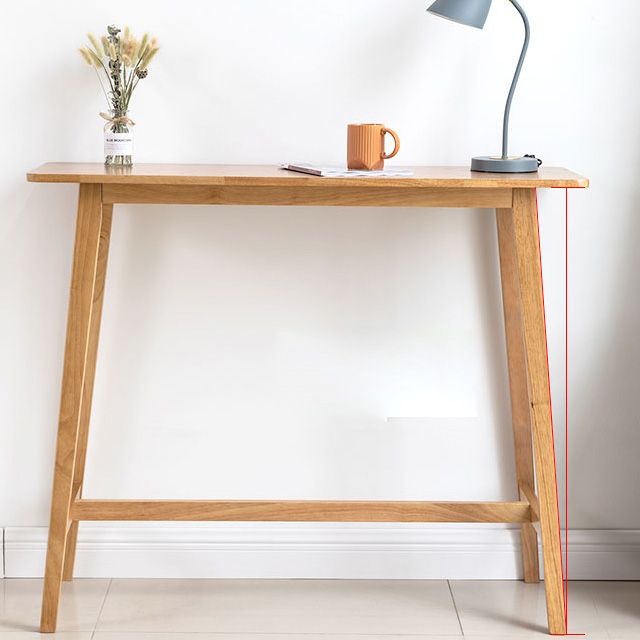 Rectangle Solid Wood Counter Height Table Modern Trestle Base in Brown and Natural