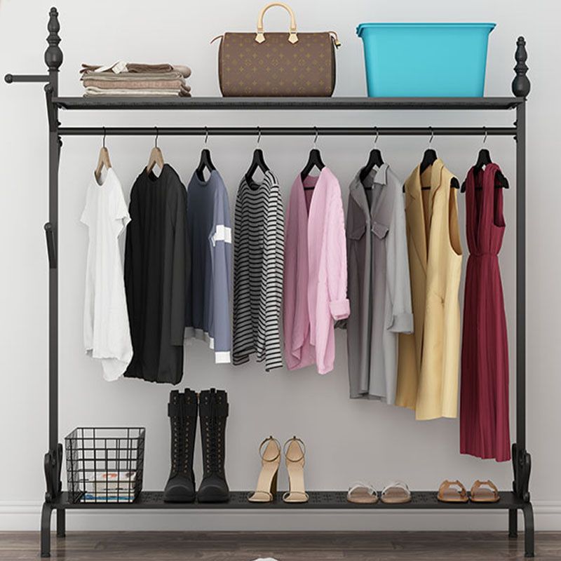 Contemporary Solid Color Coat Hanger Free Standing Coat Rack with Storage Shelving