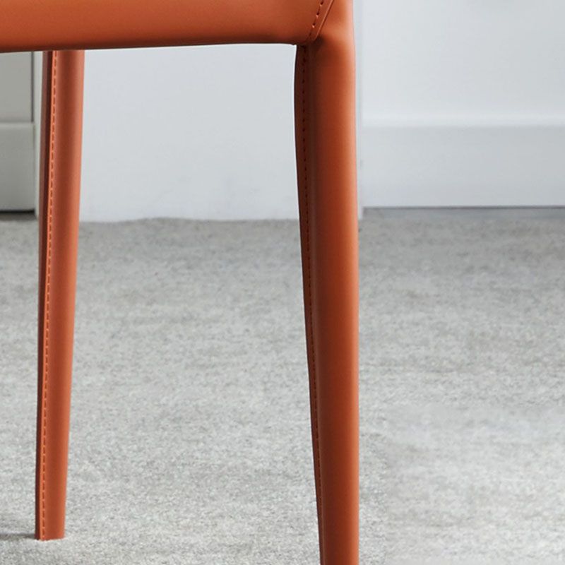 Silla lateral de cuero con respaldo sólido, estilo diseñador, acabado mate, silla de comedor para el hogar