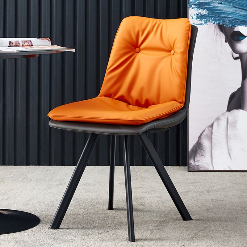 Home Industrial Side Chair Solid Back Metal Polsterte Esszimmerstuhl