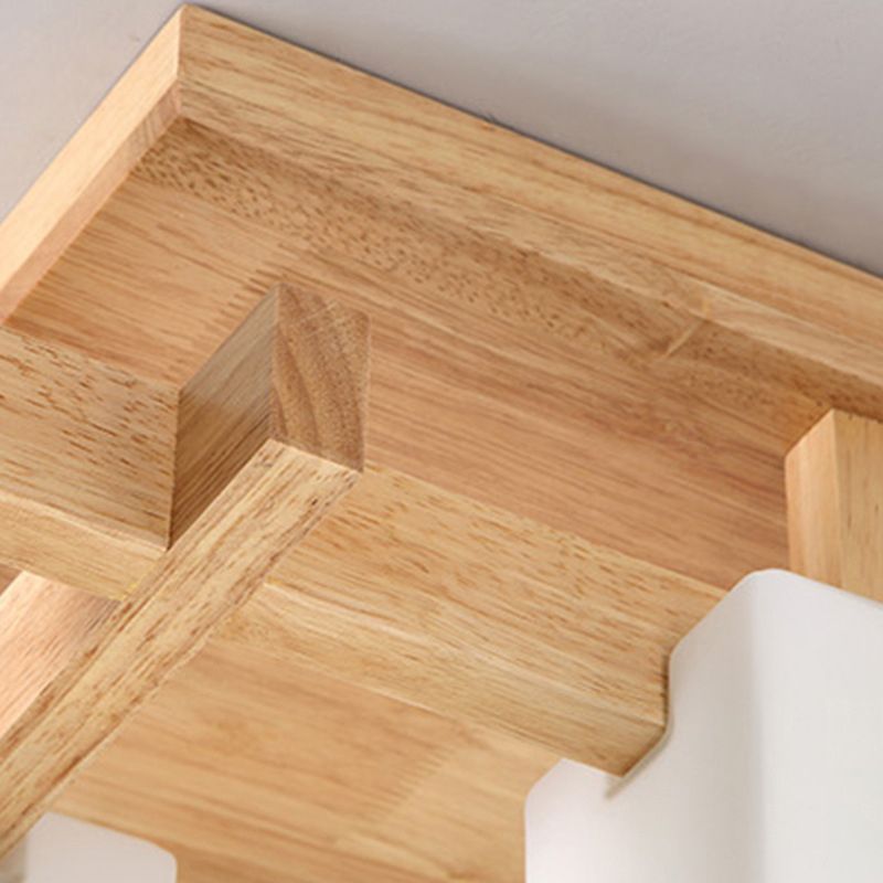 Wood Geometric Flush Mount Lights Contemporary Style Multi Lights Flush Ceiling Light
