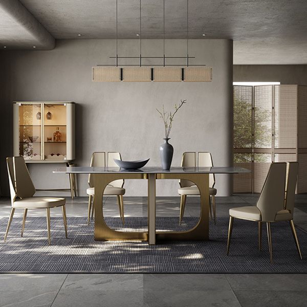 Designer Style Sintered Stone Dining Set Rectangle 1/2/3/5/6 Pieces Dining Room Table Set