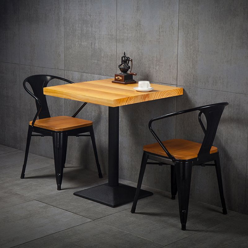 Industrial Massivholz Esstisch Brauner Quadratisch mit Sockelbasis für Esszimmer