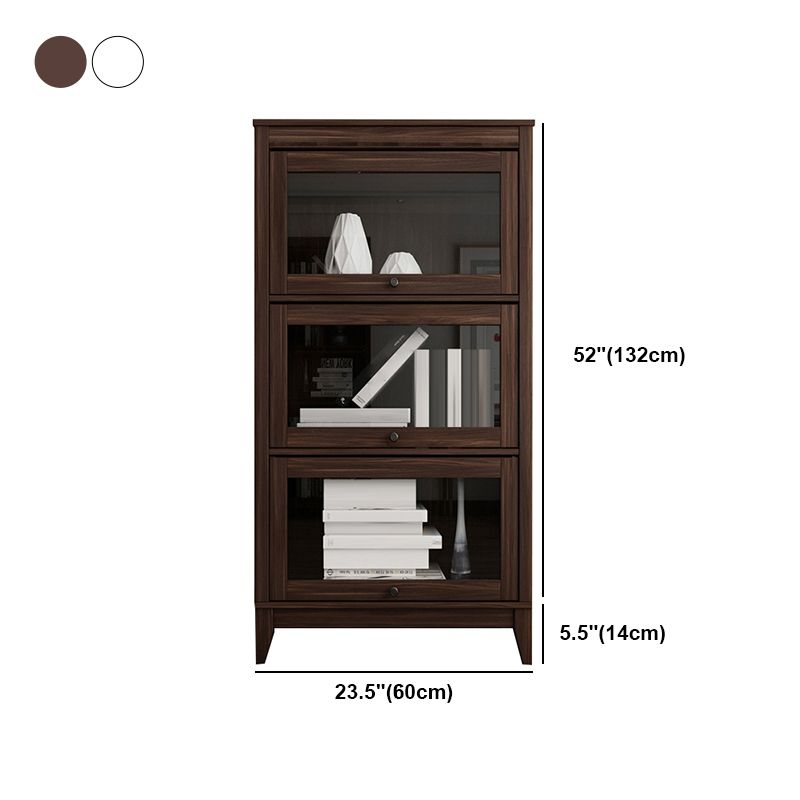 Contemporary Manufactured Wood Vertical Bookcase with Glass Doors