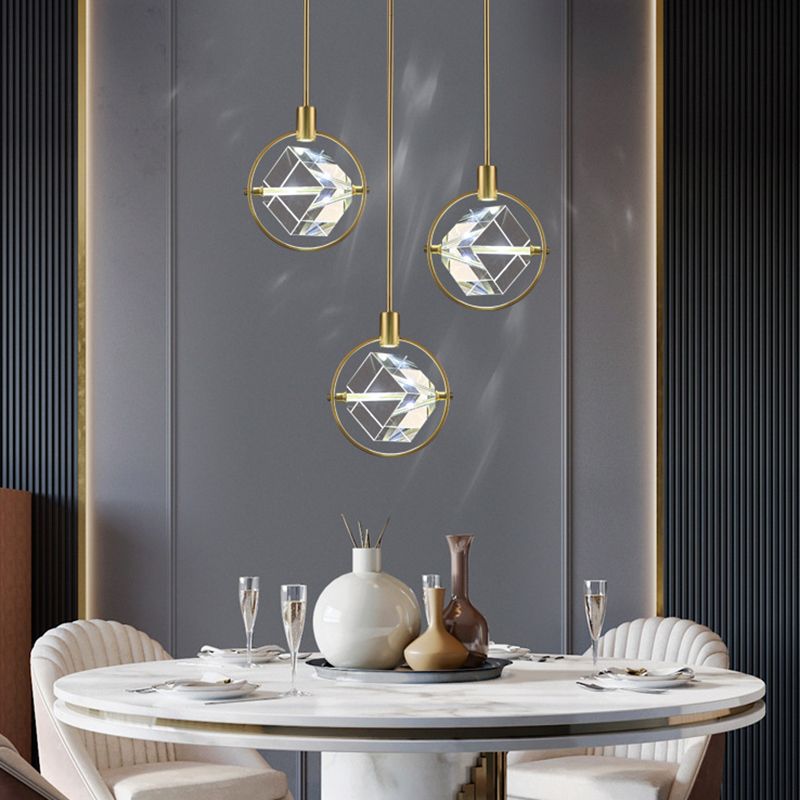Crystal Cubic Cubic Appeding Light MODERNY MODERN OLDE Apparecchi di illuminazione sospesa in oro
