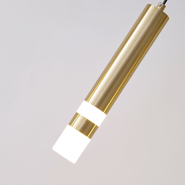 Cylinder Dinning Room Island Light Fixture Metal LED Nordic Island Ceiling Light in Gold