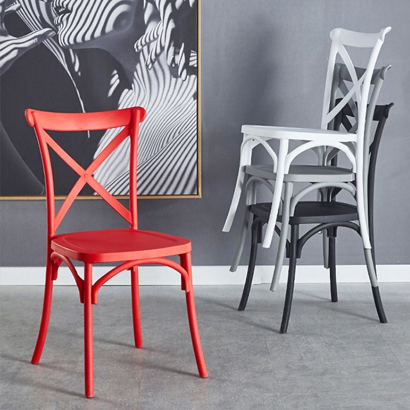 Cross Back Side Chair Contemporary Plastic Kitchen Dining Side Chair