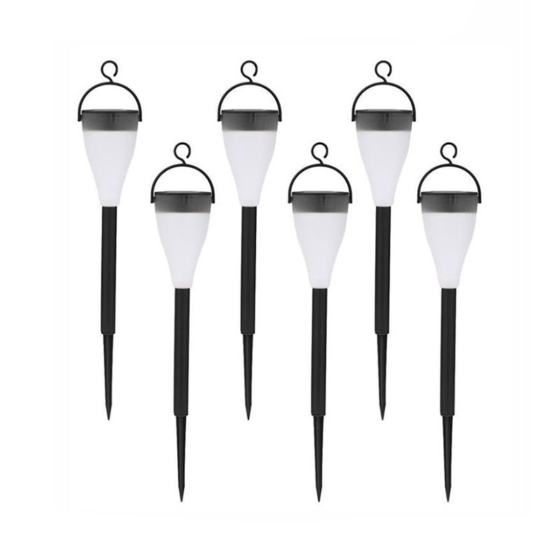 Plastic Conical Shape Solar Ground Light Art Decor Black LED Stake Lighting with Handle for Garden