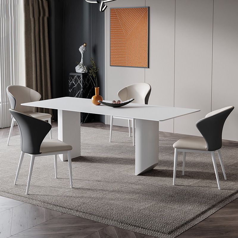 White Stone Dinette Table Set with Metal Base 1/4/5/7 Pcs Modern Home Dining Set