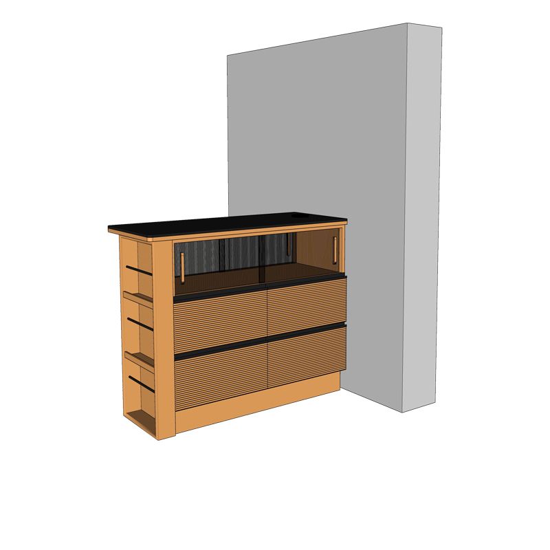 Solid Wood Kitchen Island Table Modern Style Rectangle with 4 Drawers