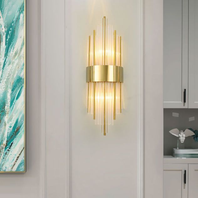 Kristallzylindrische Wandleuchte moderne Stil 2 Leuchten Wandmontierte Lampen