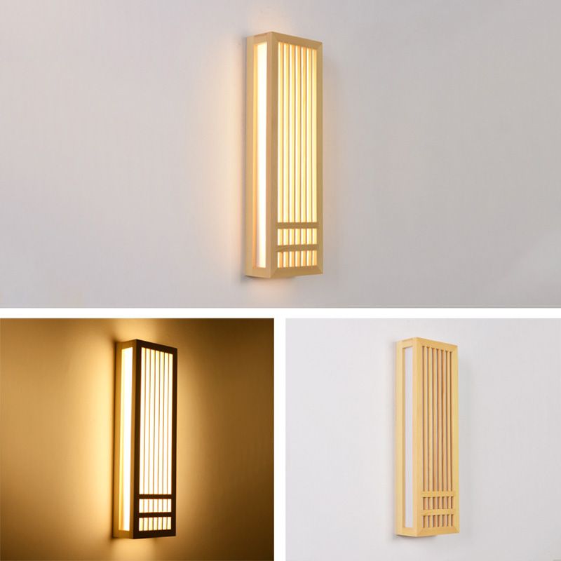 Missie stijl muur gemonteerd licht natuurlijk eiken rechthoekige sconce licht voor woonkamer