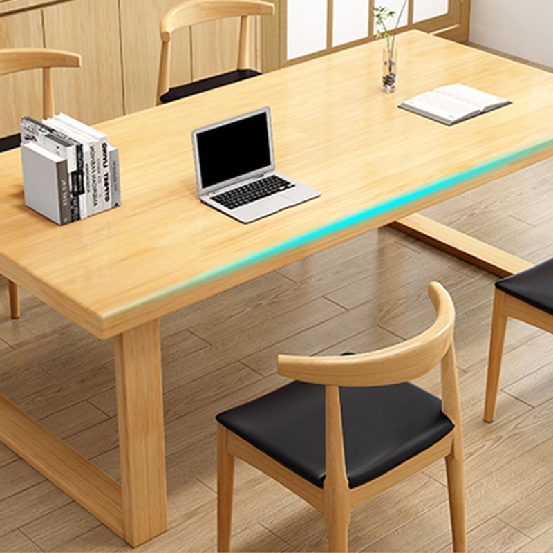 Modern Solid Wood Office Desk Rectangle Task Desk with Sled Base for Home