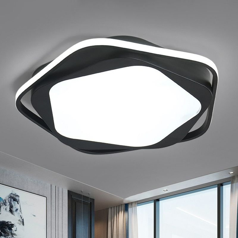 Black Pentagonal Flush Mount Lighting Minimalist Acrylic LED Flush Mount Fixture for Bedroom