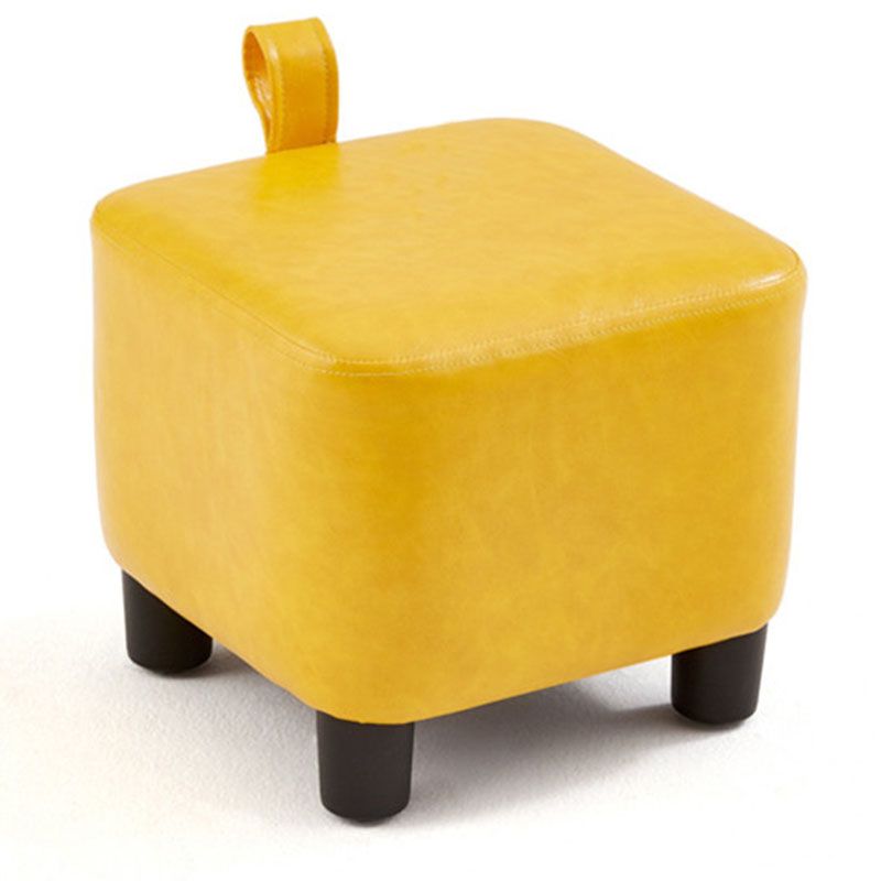 Solid Color Leather Standard Stool Modern Style Simple Household Square Footstool
