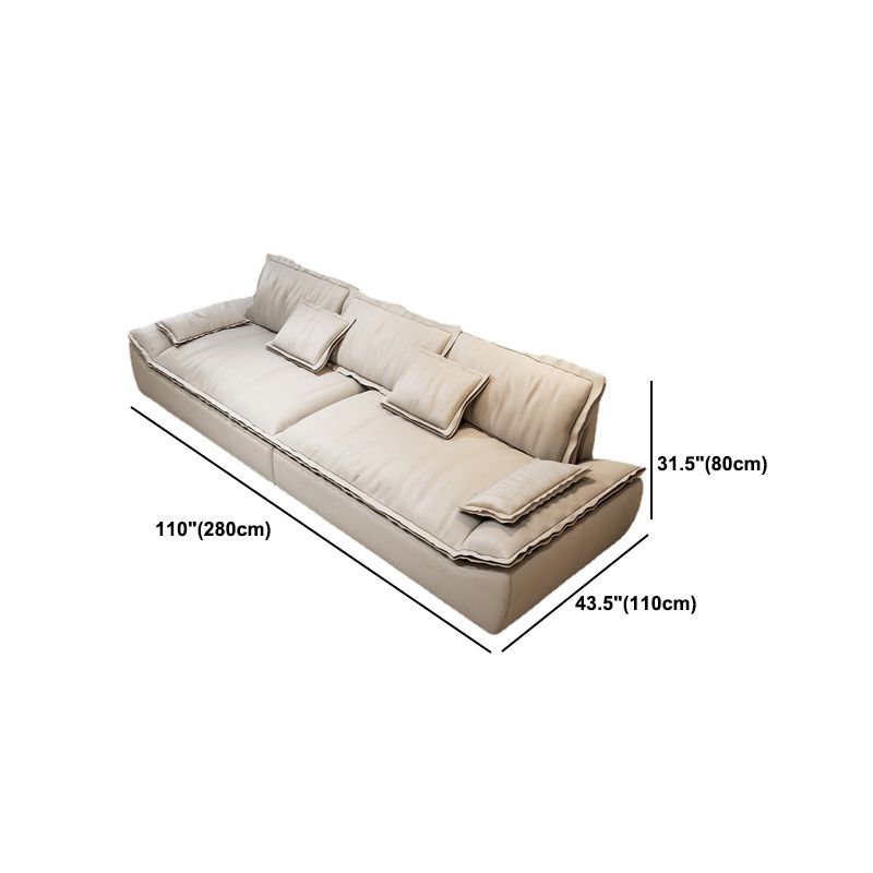Modernism Pillow Top Arm Sofa Faux Leather Sofa with Pillows