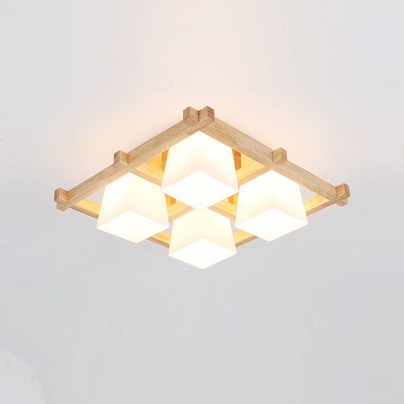 Modern Simple Wooden Ceiling Light Geometry Shape Ceiling Lamp for Bedroom