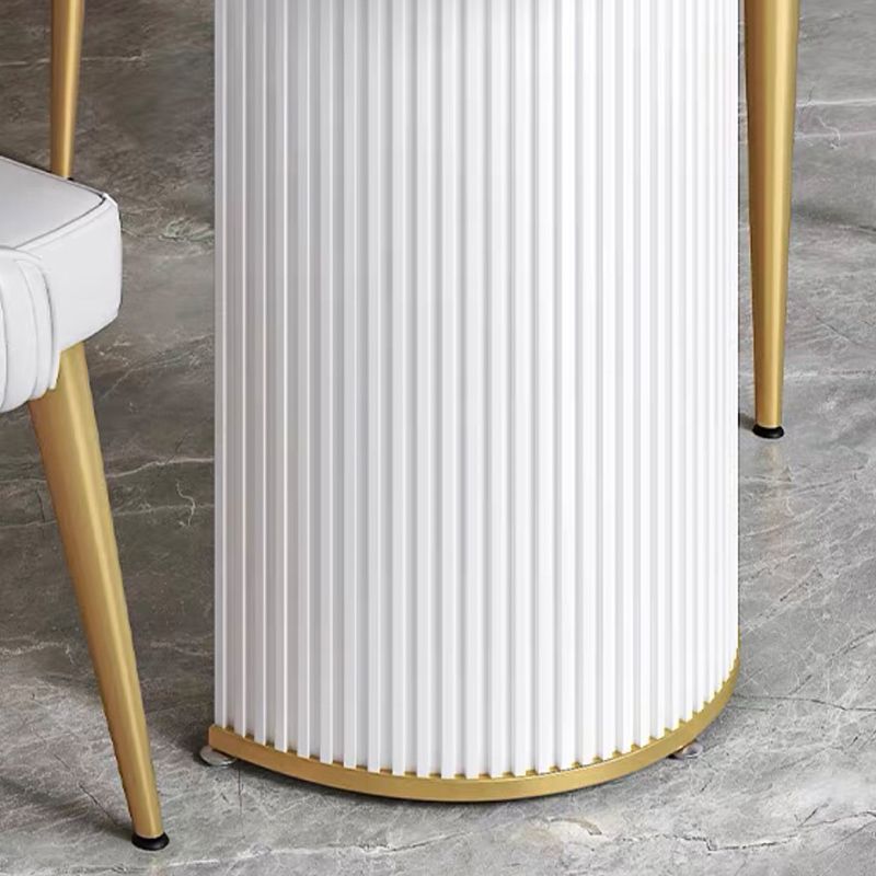 Free Form White Dining Table Sintered Stone Table Luxury of Double Pedestal