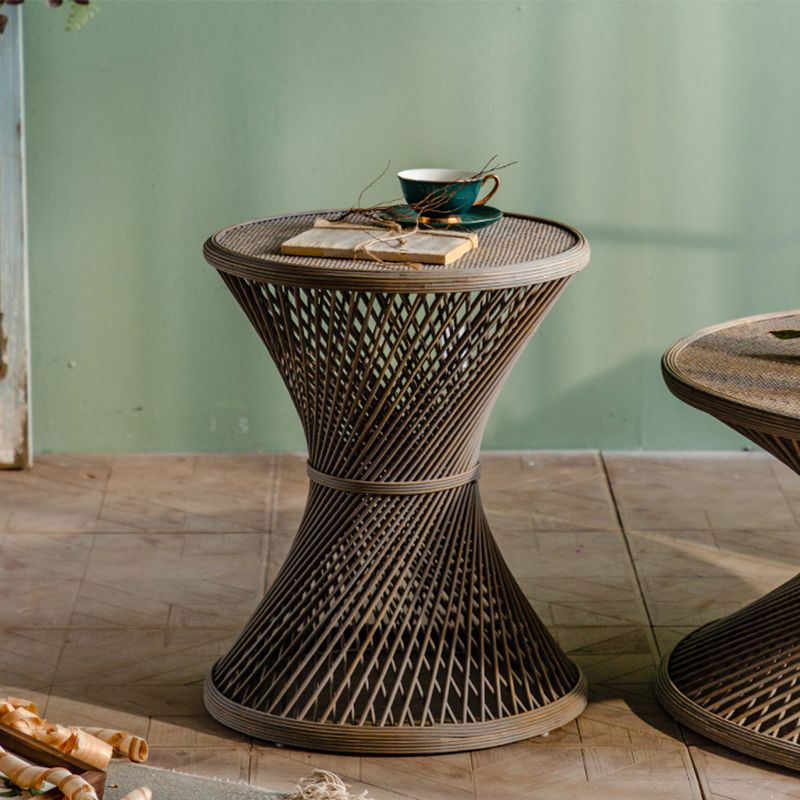 Rustic Corner Table Round Pedestal Distressed Accent Side Table