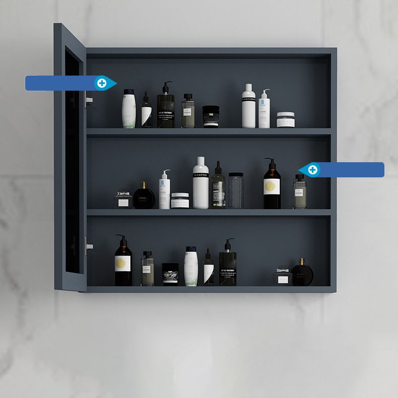 Blue Bathroom Vanity Metal Frame Single Sink Rectangle Mirror Bath Vanity with 2 Doors