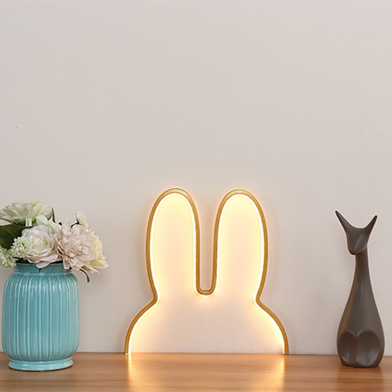 Rabbit Shaped Wall Night Light Cartoon USB Charging LED Wall Sconce