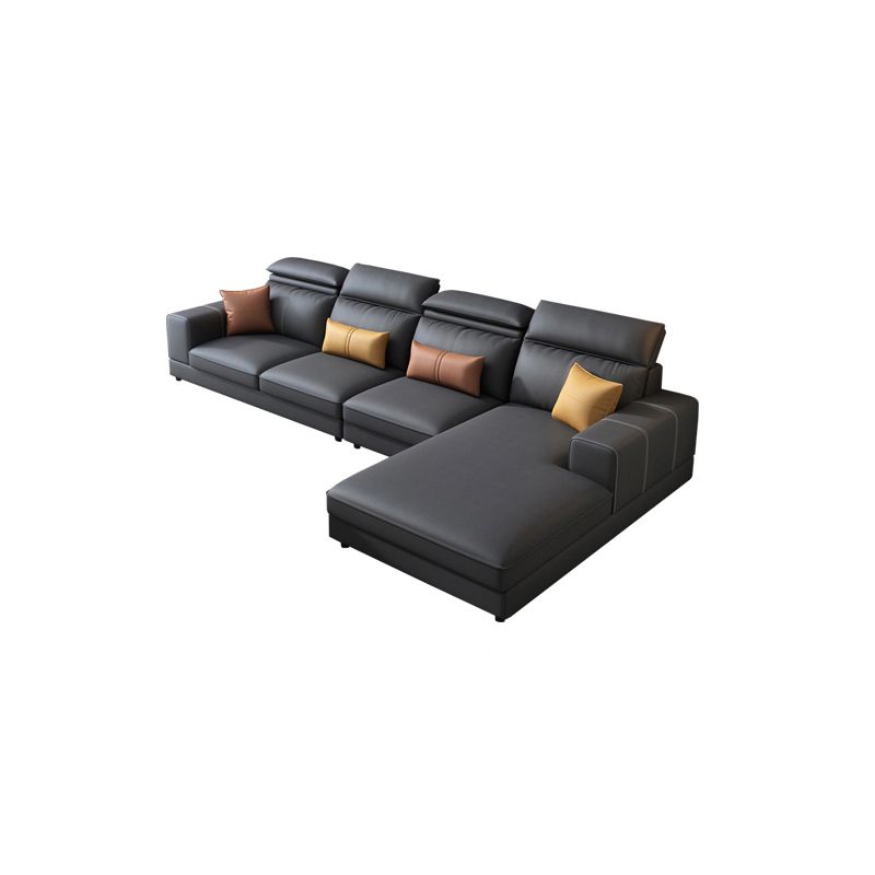 L-Shape Faux Leather Square Arm High Back Sectional with Wear-Resisting
