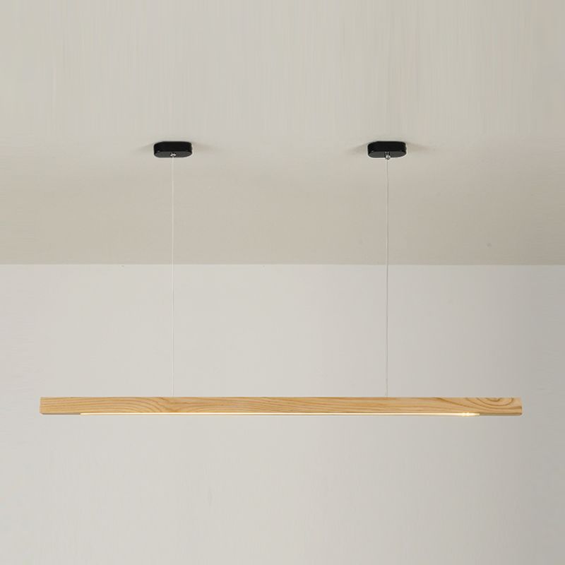 Contemporary Style Linear Shape Pendant Light Wood 1 Light Pendant Lighting Fixture