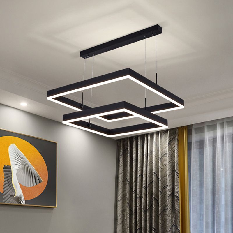 Modern Simplicity Squared Pendant Chandelier Acrylic Hanging Light Fixture for Living Room