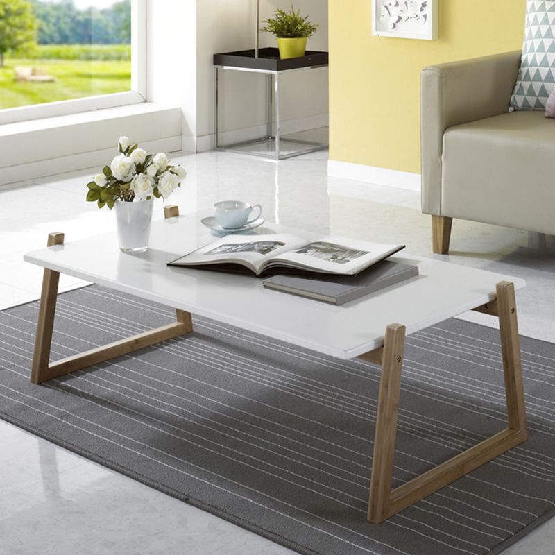 Contemporary Rectangle Top Coffee Table Wooden Sled Cocktail Table