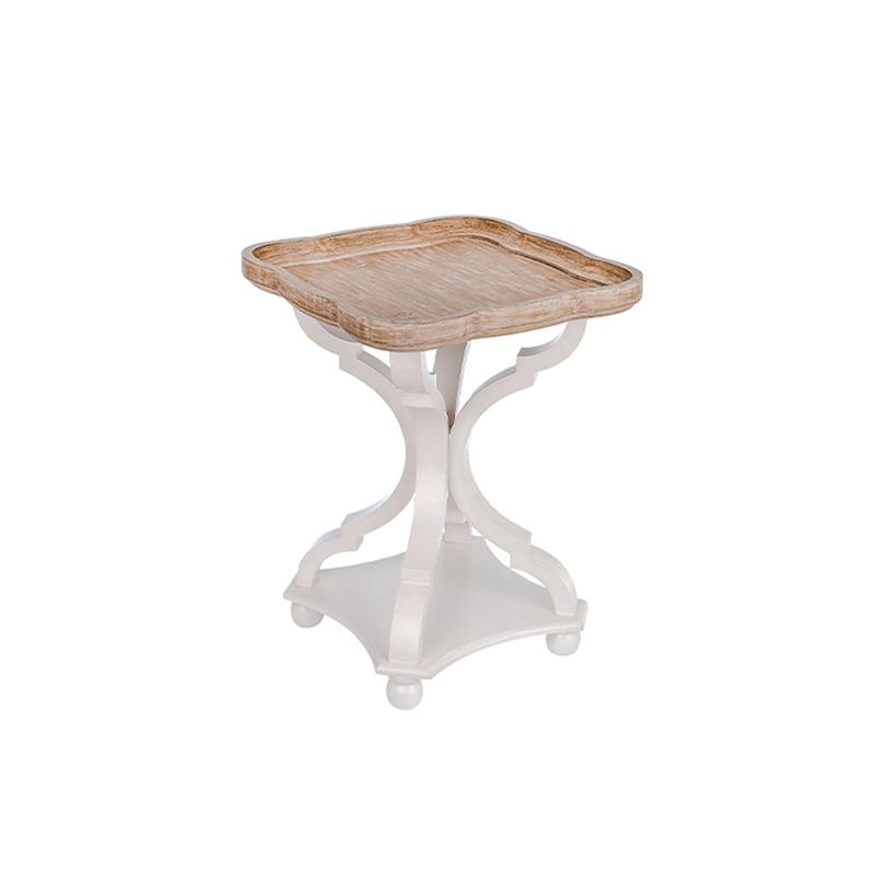Contemporary Solid Wood Round Metal Pedestal Single Coffee Table