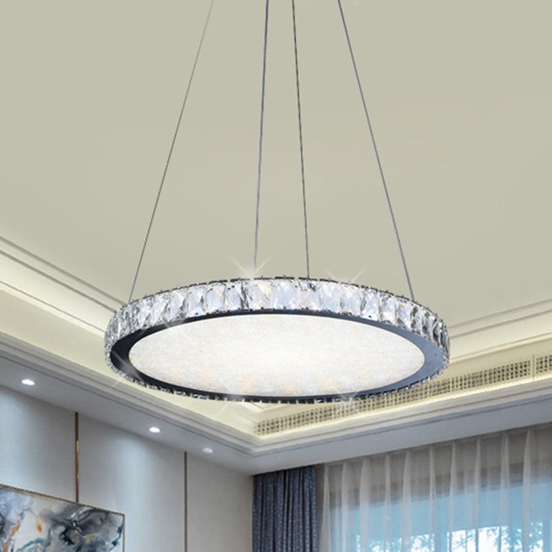 Accesorio de iluminación de araña redonda de cristal LED contemporáneo de níquel LED Luz de techo