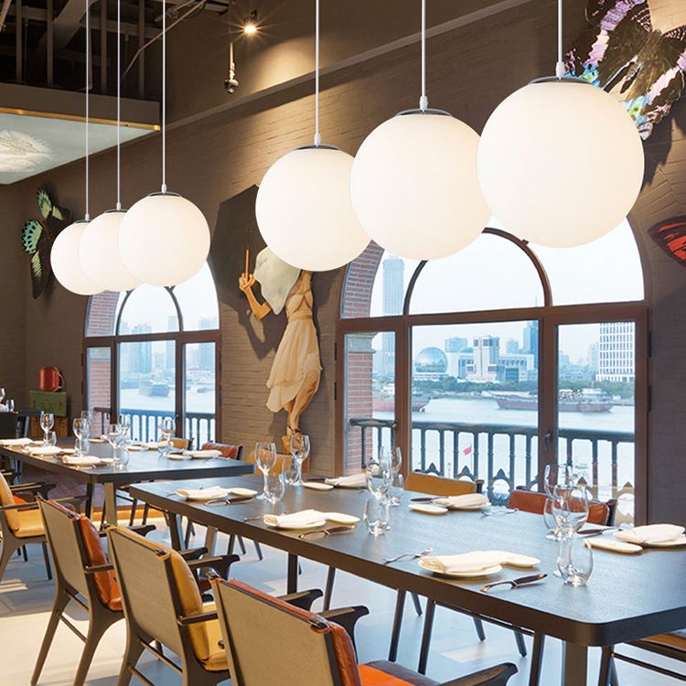 Moderna sfera di design minimalista lampada sospesa Opal Glass Glass Glass 1 Luce Light Light