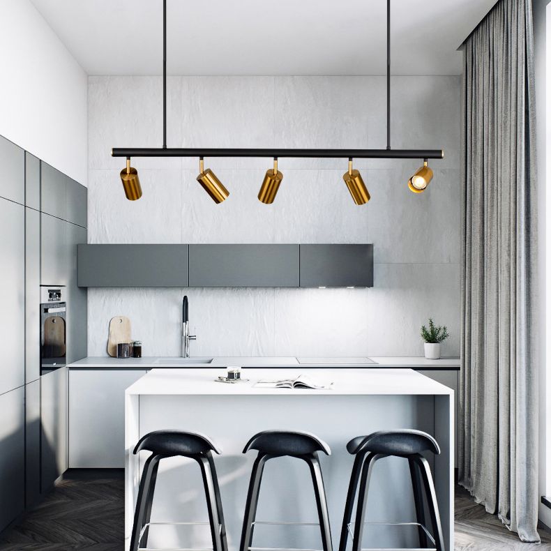 5-Lights Cylindrical Island Light Nordic Style Angle Adjustable Spotlight Dining Room Lighting Fixture