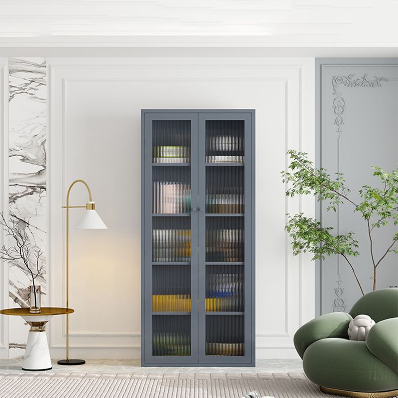 Modern Style Standard Bookshelf Metal Closed Back Bookcase with Door for Home Office