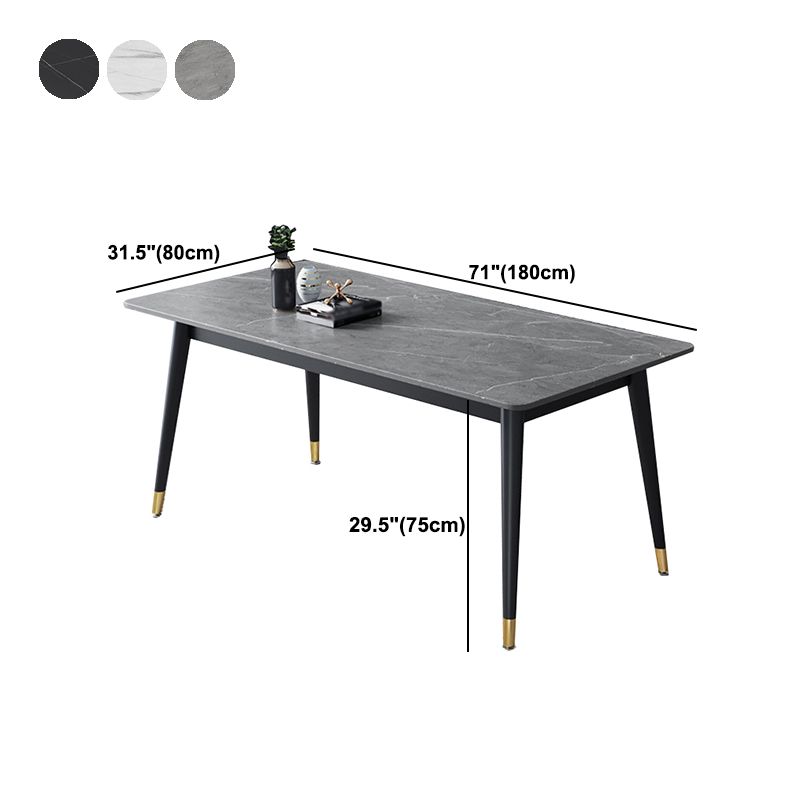 Stone Modern Rectangle Dining Table Matte Finish 4 Legs Table for Home