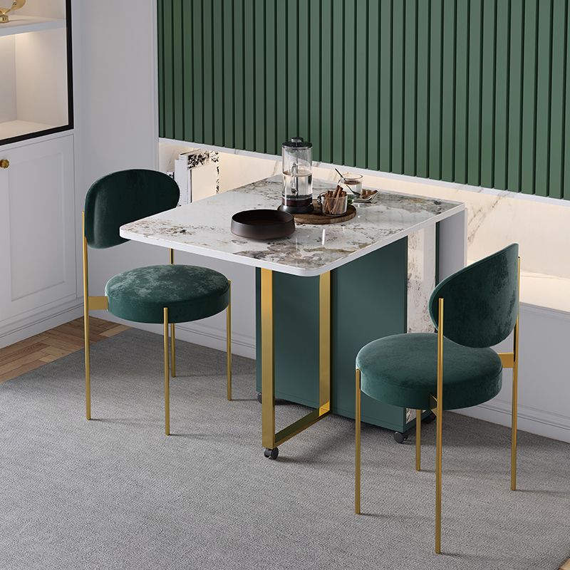 Modern Foldable Dinette Set 1/2/3/5 Pieces Rectangle White Sintered Stone Dining Table Set