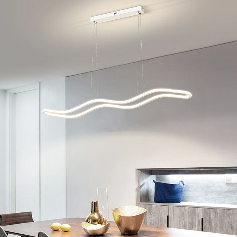 Creative Linear Island Lighting Fixture Modern Style LED Hanging Light for Dining Room