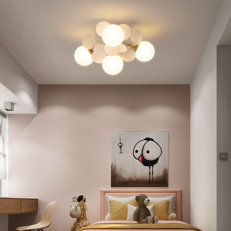 Glass Flush Mount Sputnik Light Contemporary Semi Flush for Living Room