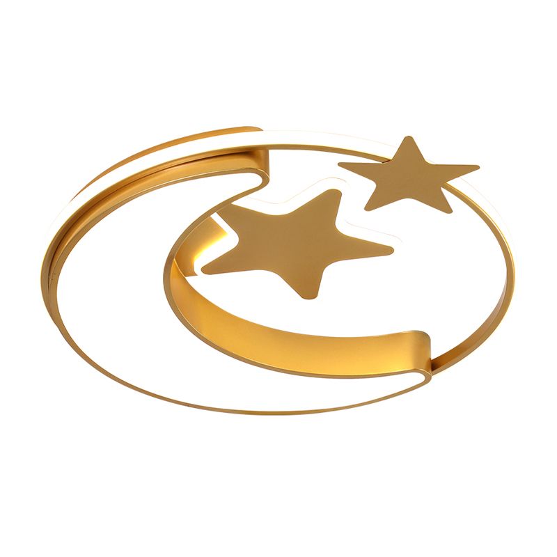 Star moon yakele está incrustado con oro de Europa del Norte / polvo / LED azul en el dormitorio infantil.