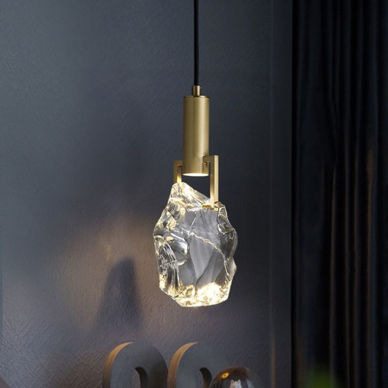 Luce a sospensione in bronzo di cristallo nella moderna lampada sospesa geometrica di rame di lusso per camera da letto