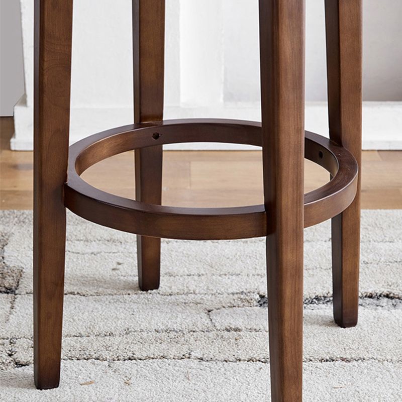 Modern Style Backless Bar-stool Round Counter Bar Stool with Wooden Legs