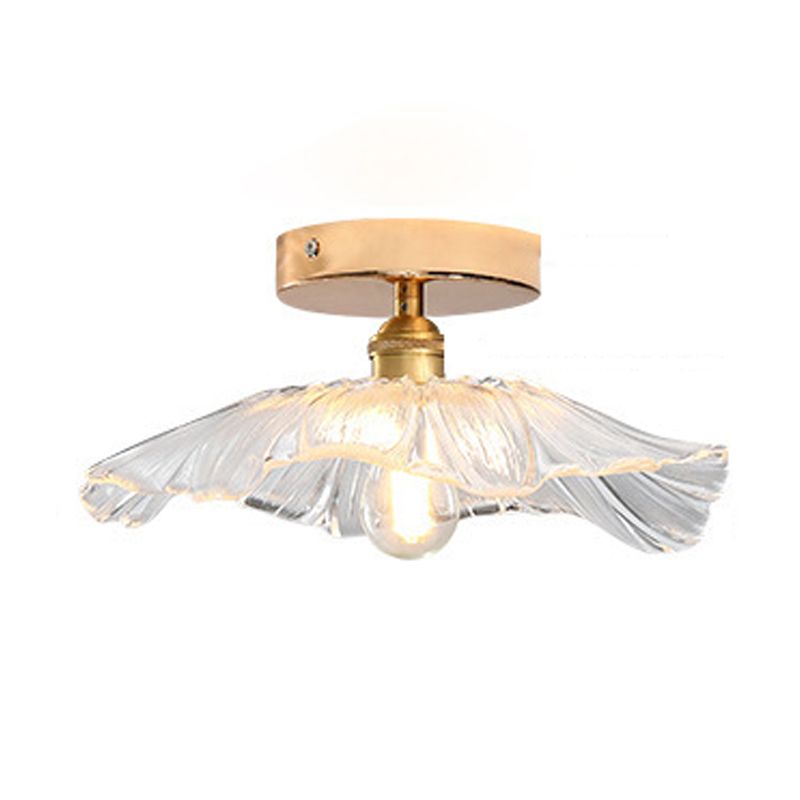 Wavy Shape Flush Mount Modern Style Glass 1 Light Flush Ceiling Light in Clear