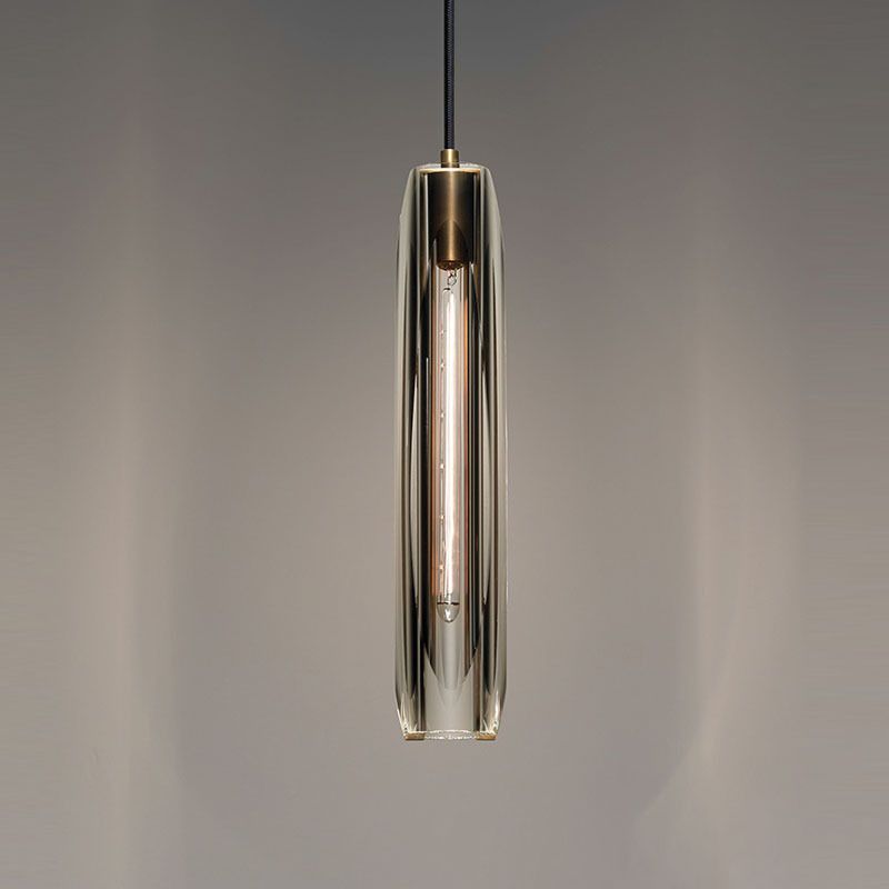 Modern Minimalist Cylindrical Shape Pendant Light Crystal Clear Suspension Light  for Living Room