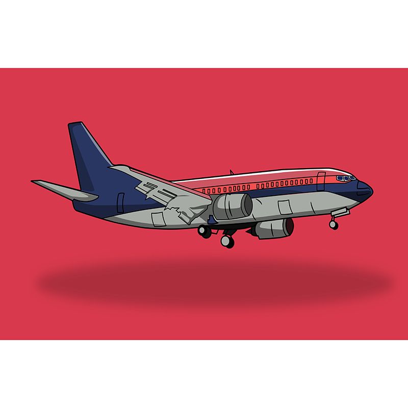 Airplane Illustration Mural Decal Eco-friendly Wallpaper Waterproofing for Sitting Room