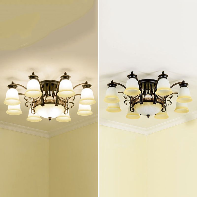 Modern Style Cup Shape Flush Mount Glass Ceiling Light for Living Room