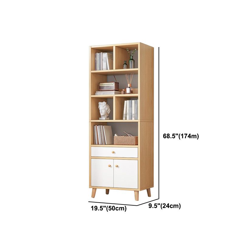Wood Bookshelf Scandinavian Style Bookcase for Home Office and Study Room