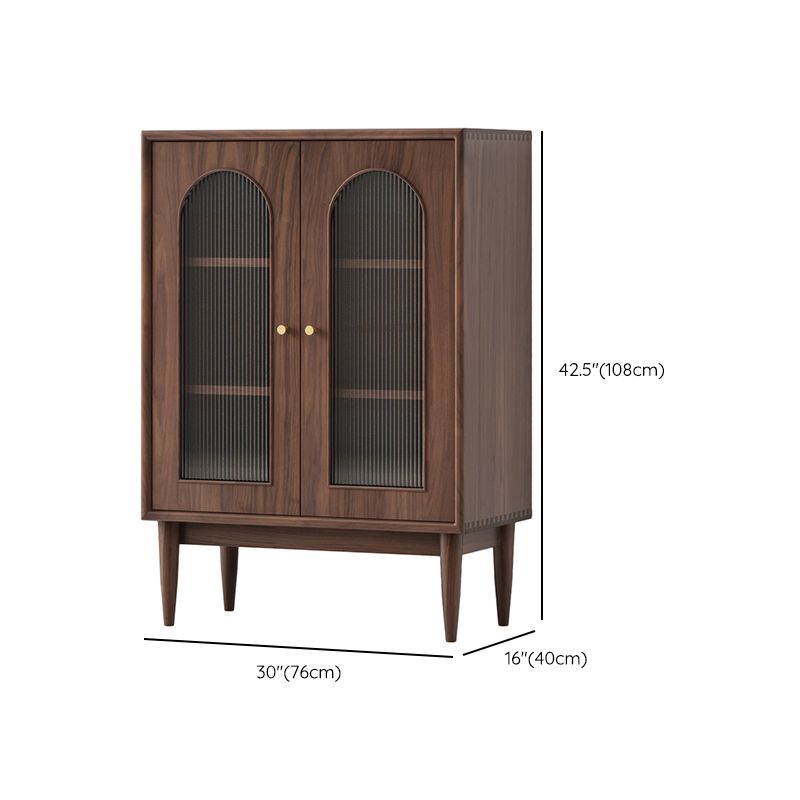 Mid-Century Modern Solid Wood Chest Rectangle Accent Cabinet with Glass Top