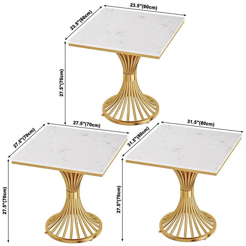 Pedestal Glam Style Dining Table Two-Color Fixed Table of Sintered Stone